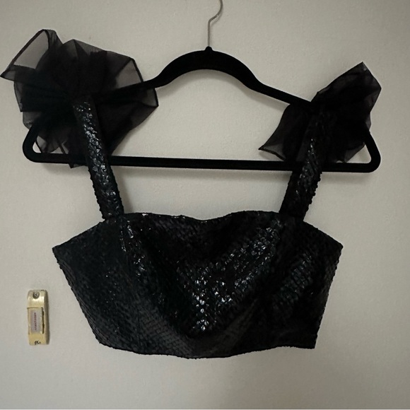 Textured Crop Top with Sleeve Detail - Picture 2 of 5